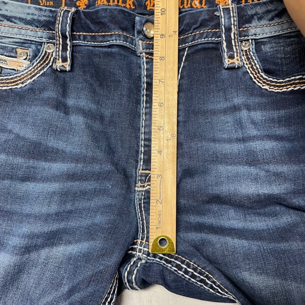 Rock Revival Easy Ankle Skinny Jeans Womens 33 Blue Contrast Stitch Y2K - Picture 11 of 14